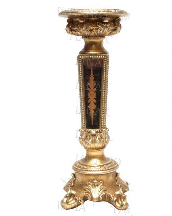 CANDLE HOLDER-MIRRORED-GOLD (26CM)