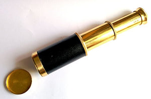 6" Brass Telescope Spyglass with Black leather with Leather Box