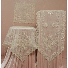 Cream 40cm sq, Organza Doily embroidered and hand beaded