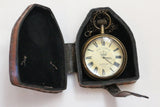 Royal navy antique style brass pocket watch with leather case