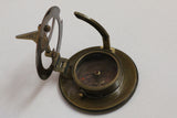 ELLIOTT BROS LONDON BRASS AND COPPER SUNDIAL COMPASS WITH LEATHER CASE