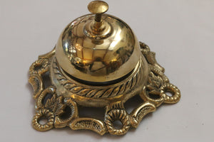 Solid Brass Ornate call Desk bell Etched Designer for Hotel, office