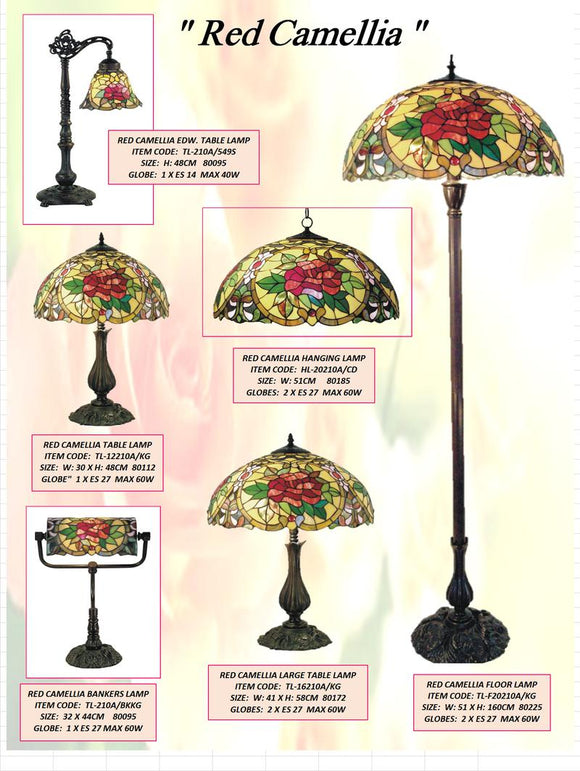 RED CAMELLIA - LEADLIGHT LAMPS