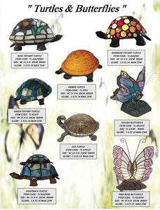 TURTLES & BUTTERFLIES - TABLE LEADLIGHT LAMPS