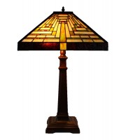 16" square multi-colour geometric mission style table lamp.