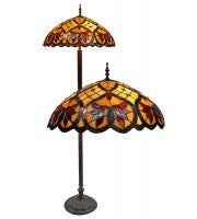 Extra large 22" peach-red leaves with jewels floor lamp.