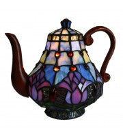 Leadlight tulip teapot lamp