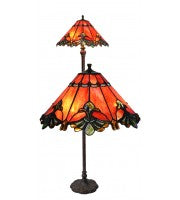 19" floor lamp, red panel style shade with butterfly knots