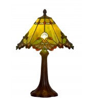 13" table lamp. green panel style shade with butterfly knots