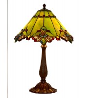 18" table lamp. green panel style shade with Butterfly knots.