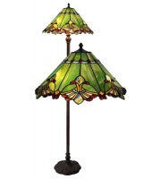 19" floor lamp. Green panel style shade with butterfly knots.