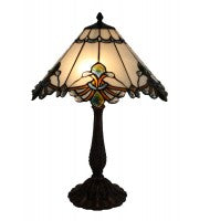 18" table lamp. White panel style shade with butterfly knots