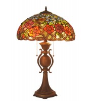18" large leadlight roses shade with resin fancy base.