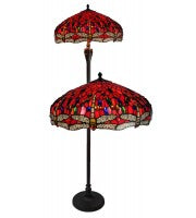 20" leadlight red dragonfly floor lamp.