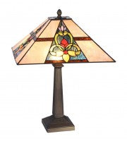 14" Leadlight square floral table lamp.