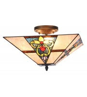16" Leadlight square floral semi-flush to ceiling lamp.
